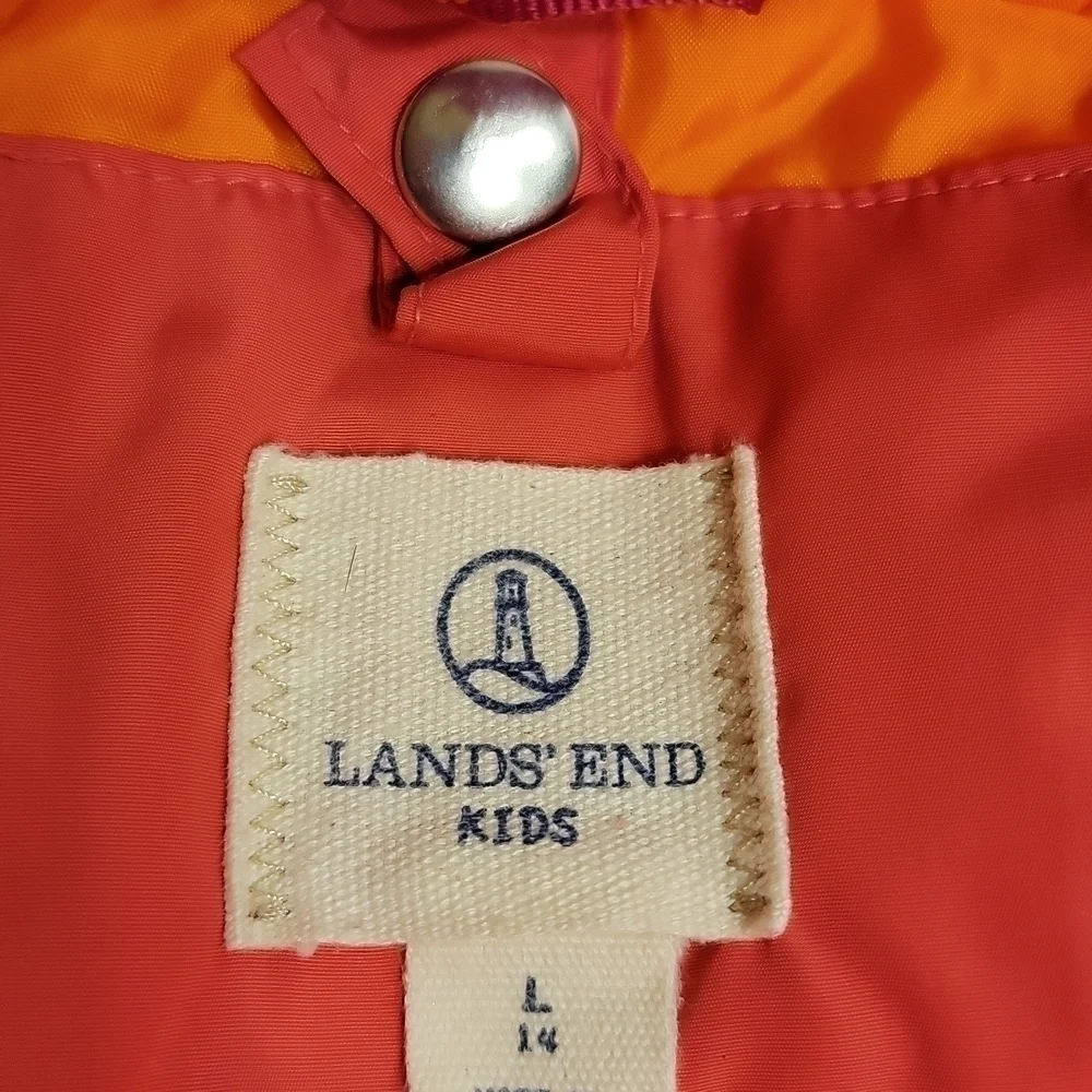 LANDS End Kids pink orange purple jacket coat with zip pockets size 14 - Picture 9 of 16